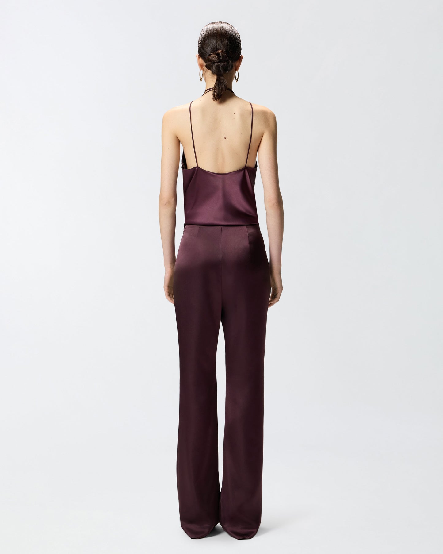 Flared trousers in satin
