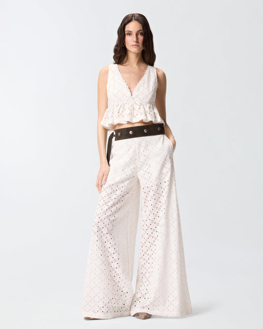 Trousers with openwork motif