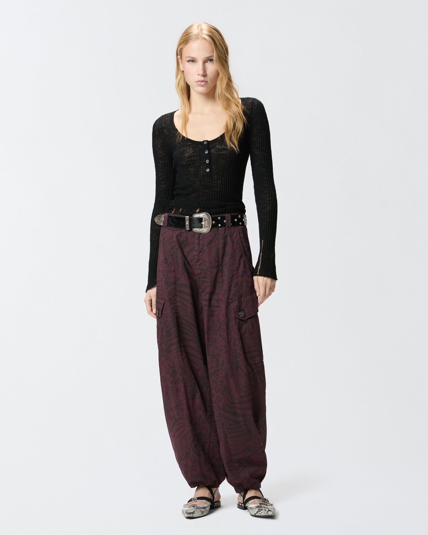 Balloon trousers with animal motif