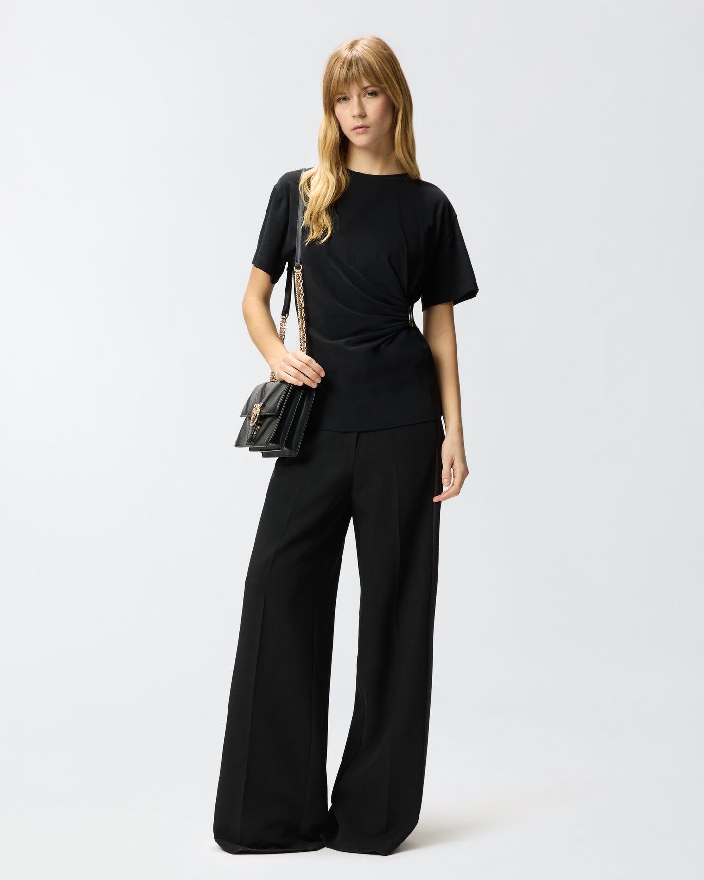 T-shirt with draping and gold detail