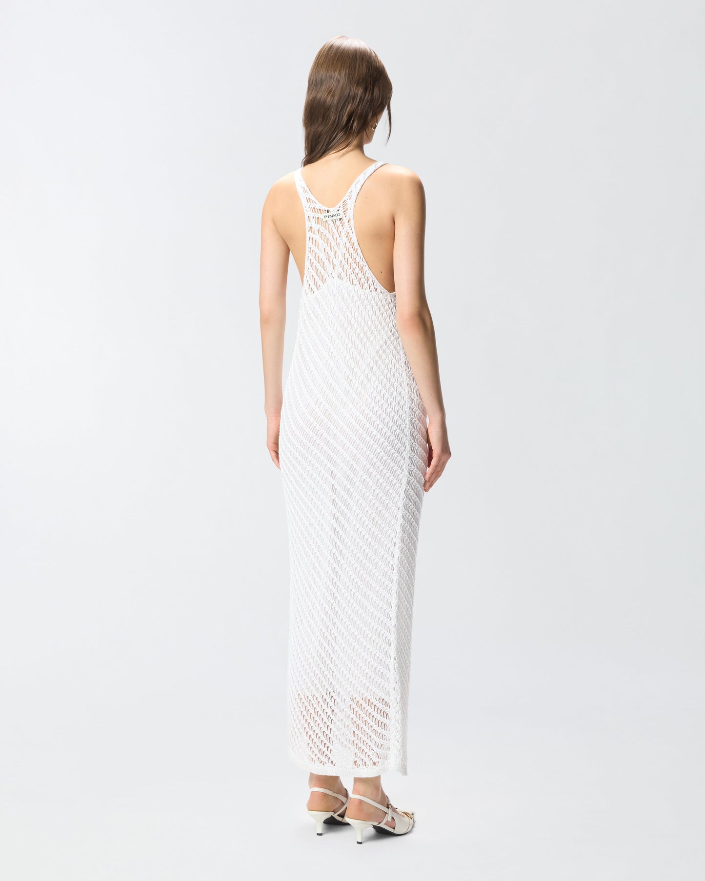 Crochet-effect midi dress with sequins