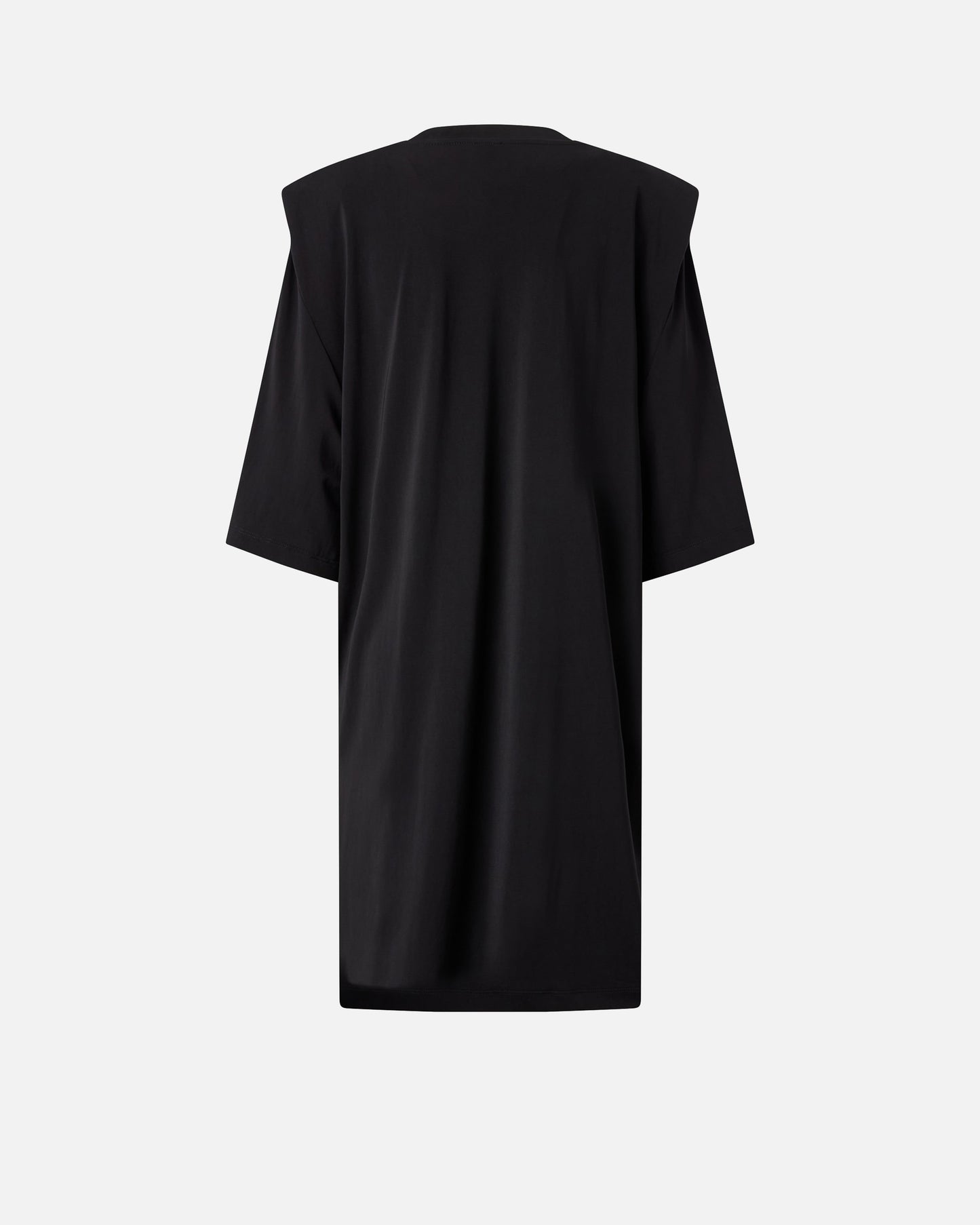 Mini dress with structured shoulders and chain