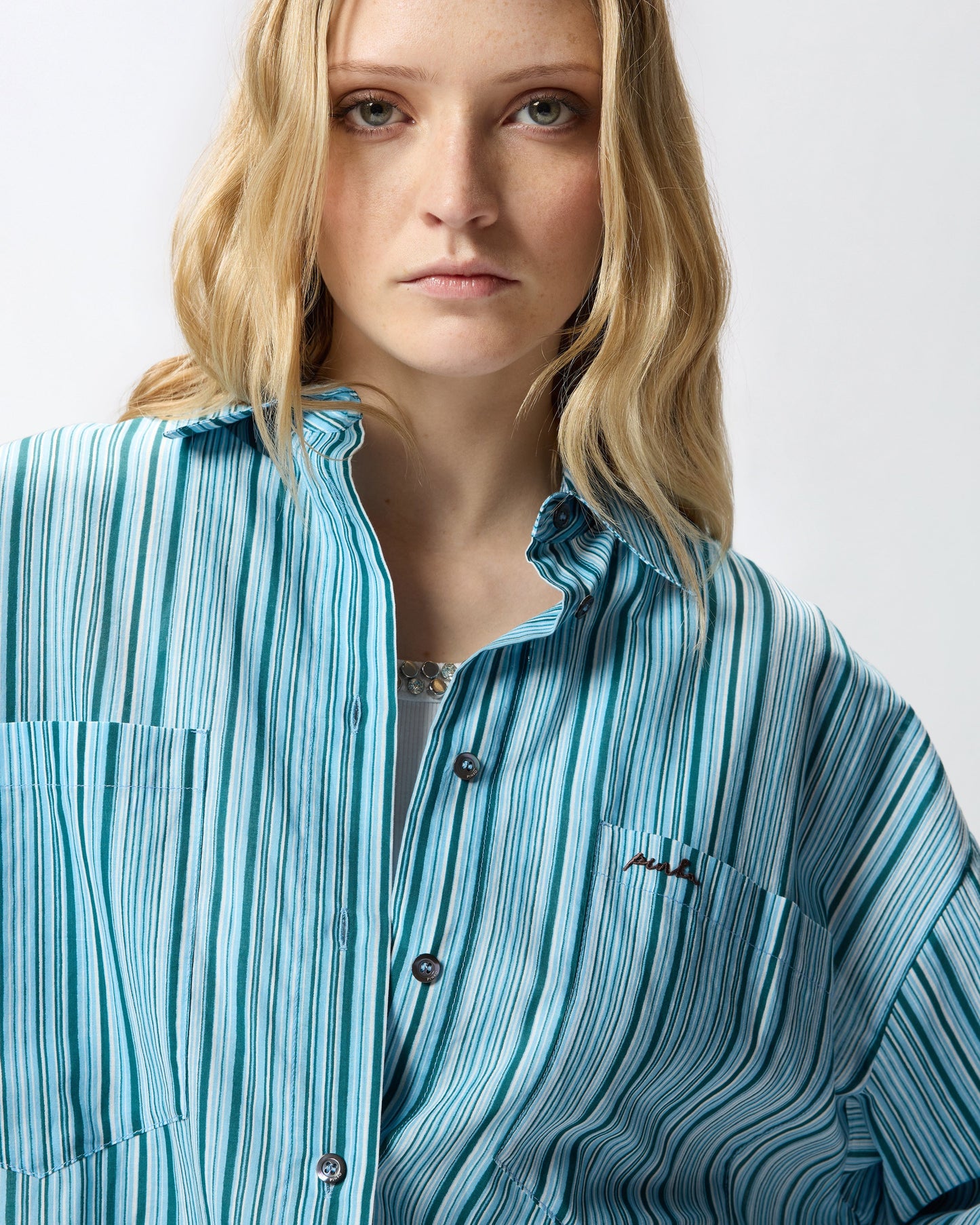 Striped cotton shirt with pockets