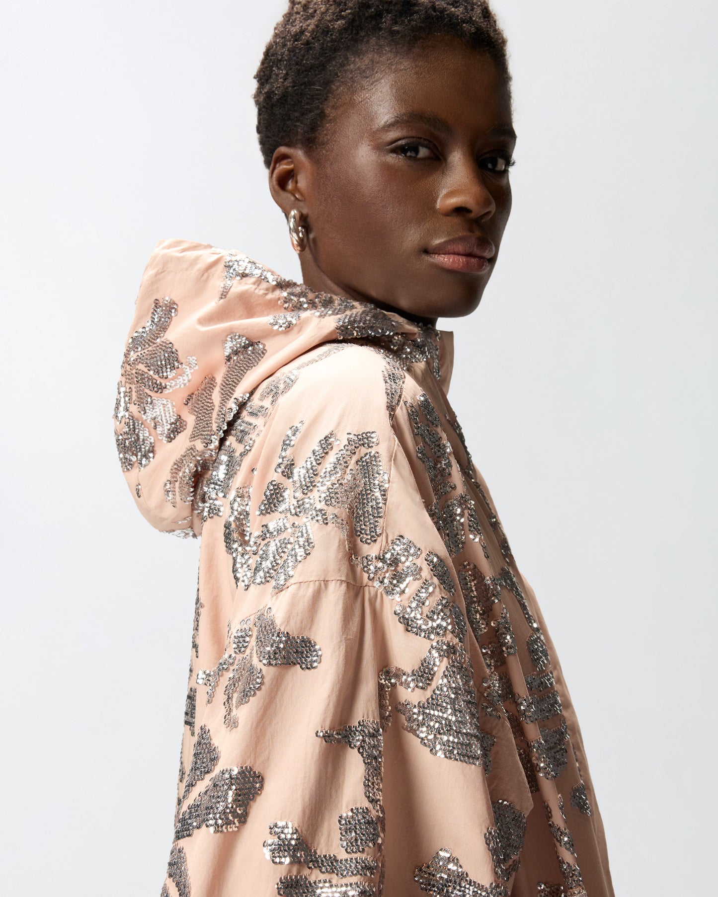 Bomber jacket with floral sequin embroidery