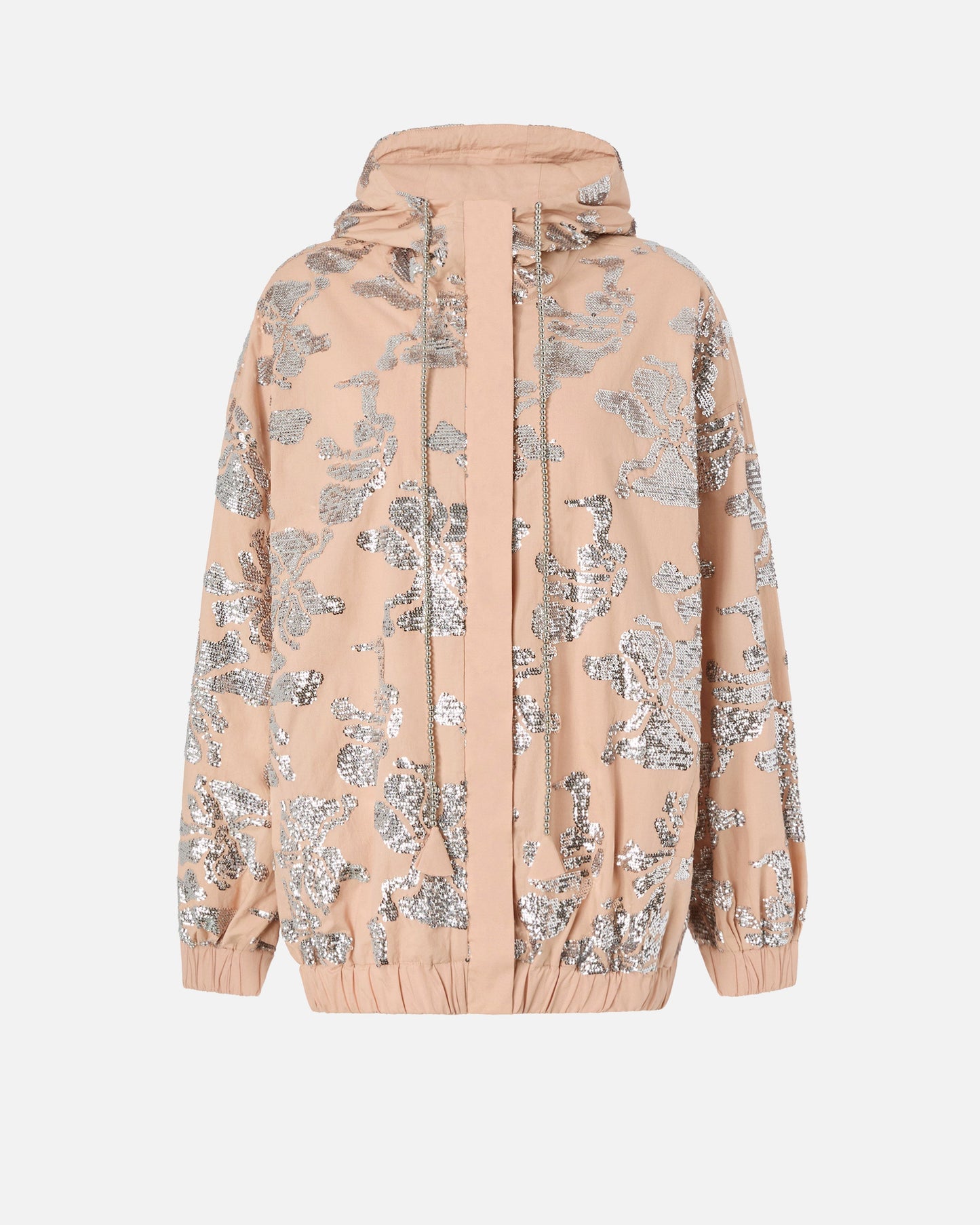 Bomber jacket with floral sequin embroidery