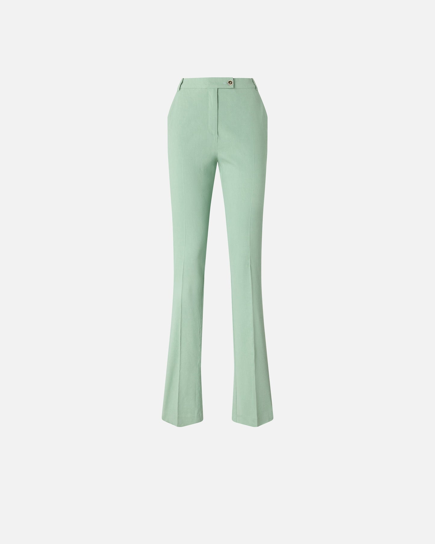 Trousers in linen blend with pressed pleat