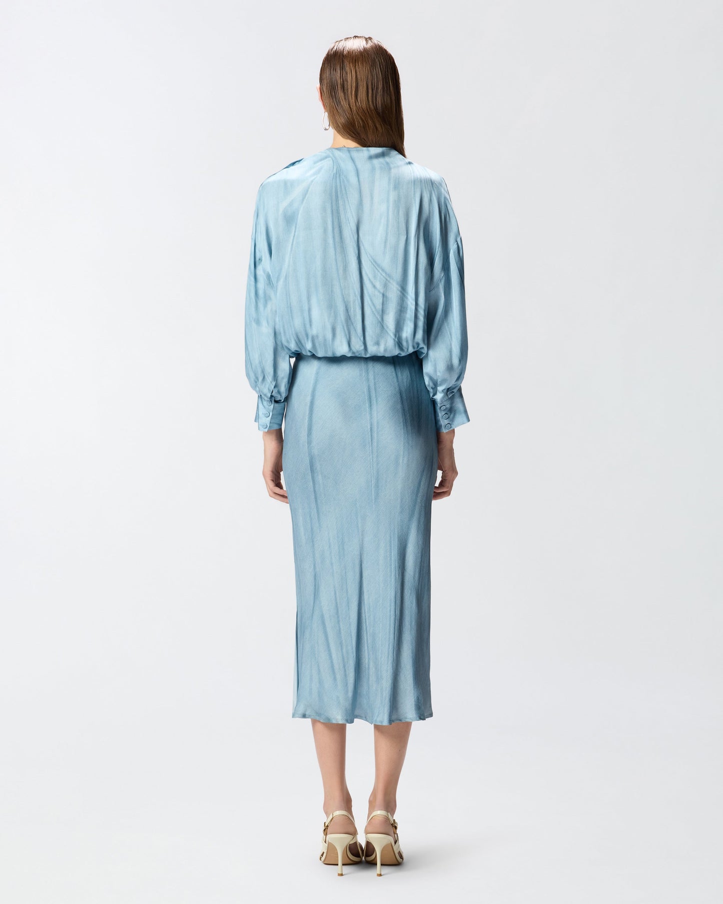 Fluid midi dress with placed jewel print