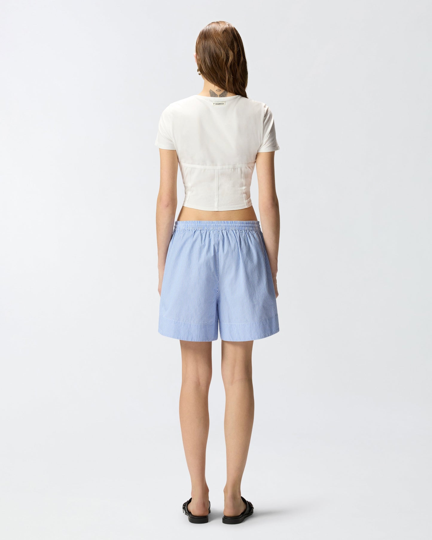 Striped cotton shorts with elasticated waist