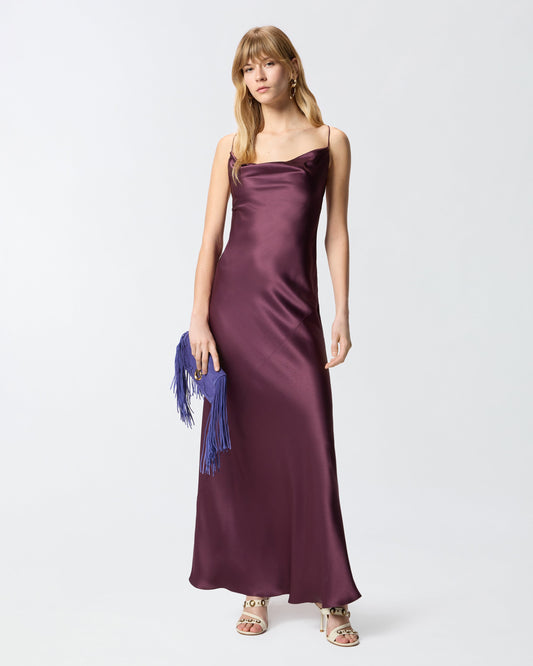 Long slip dress in satin
