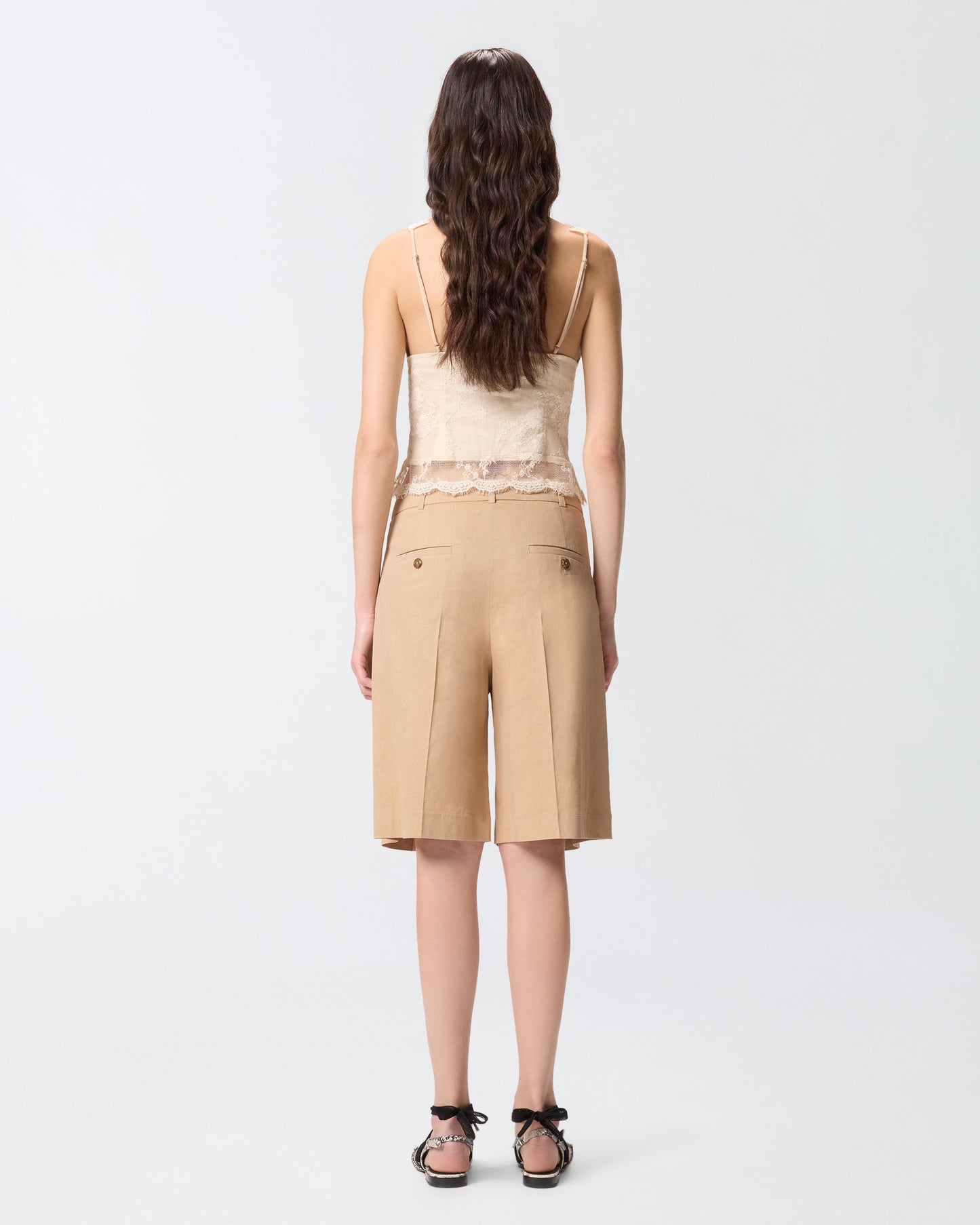 Bermuda shorts with pressed pleat detail