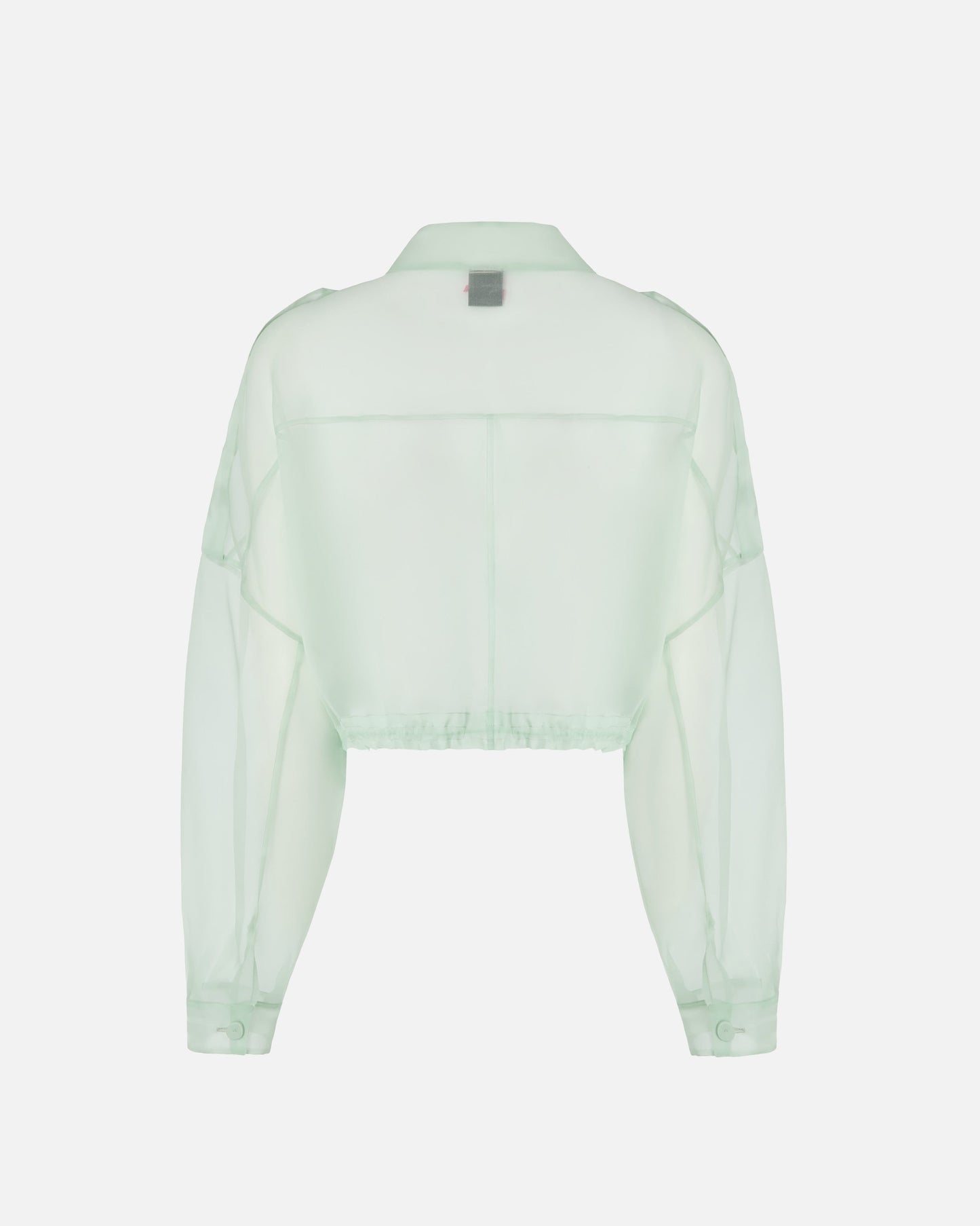 Cropped pea coat in pure silk organza