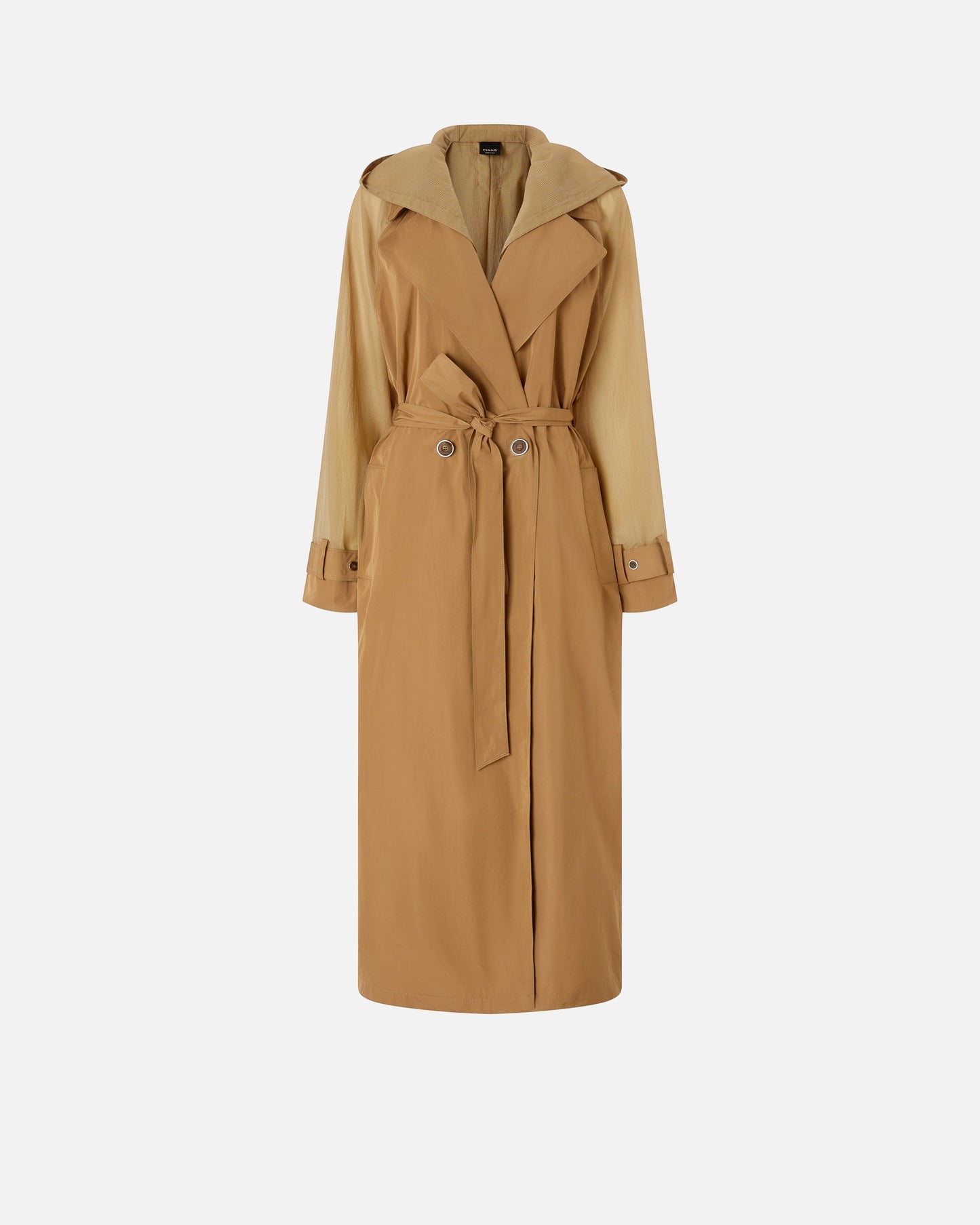 Trench coat with sheer inserts
