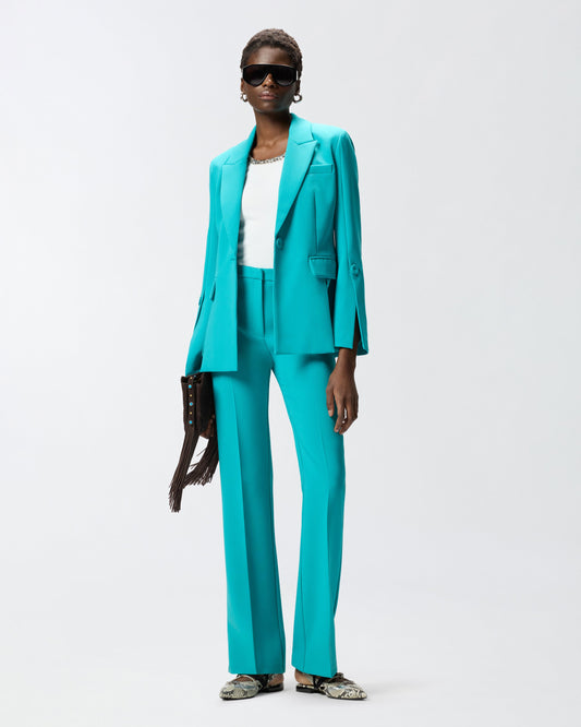 Trousers with pressed pleat detail