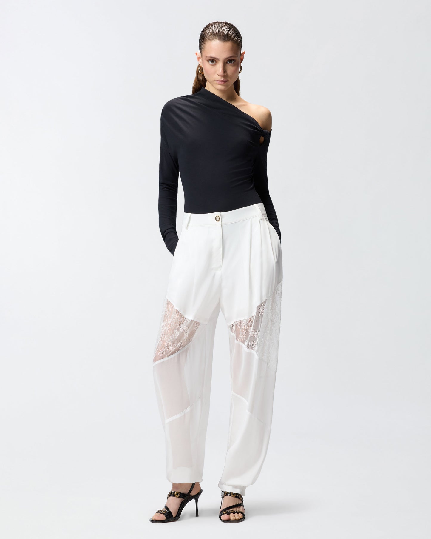 Bodysuit with asymmetric neckline