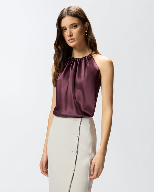 Top in satin with halterneck