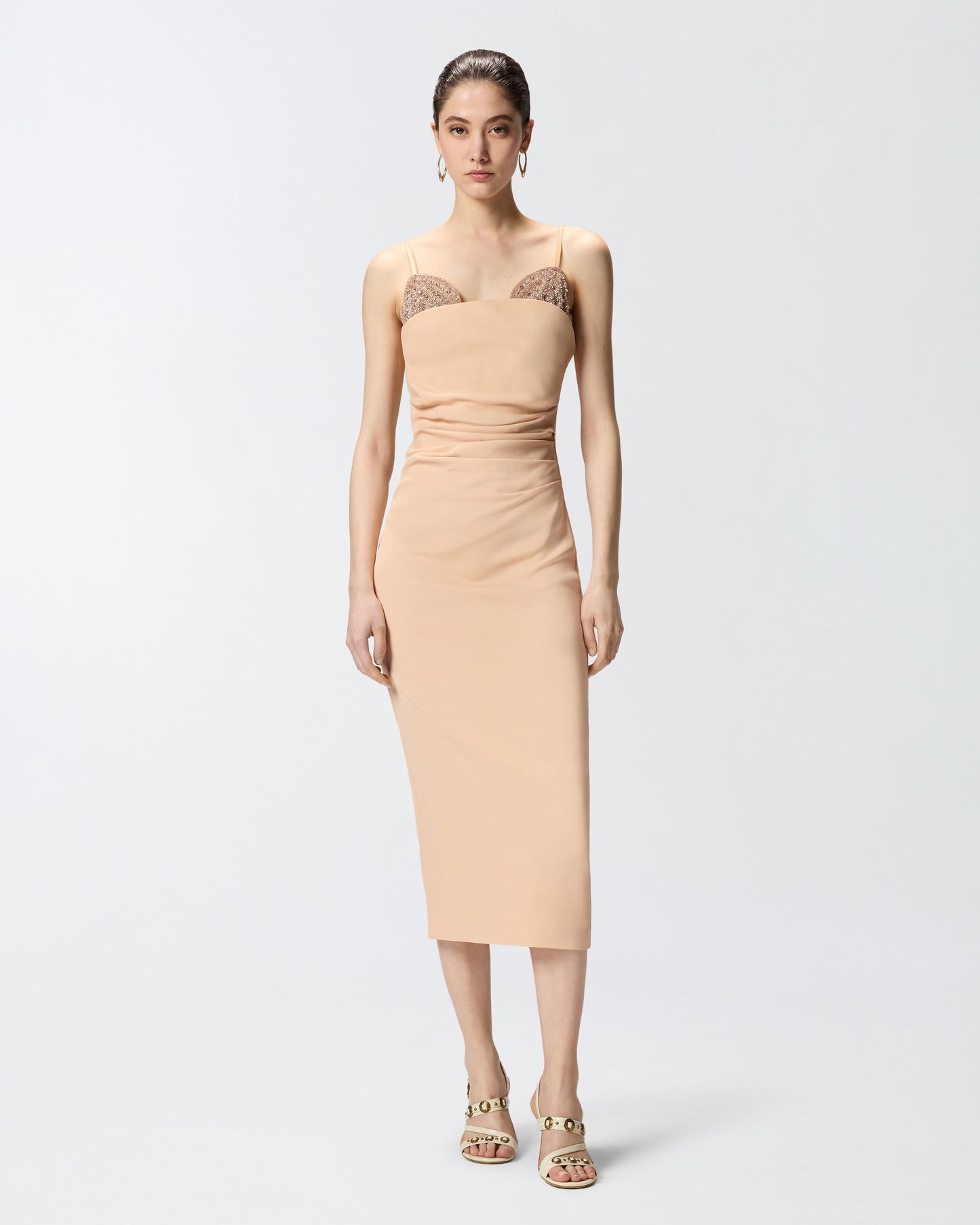 Slim-fit midi dress with jewel embroidery