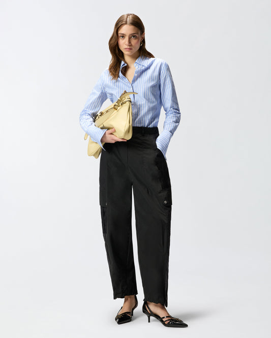 Workwear trousers with sheer inserts