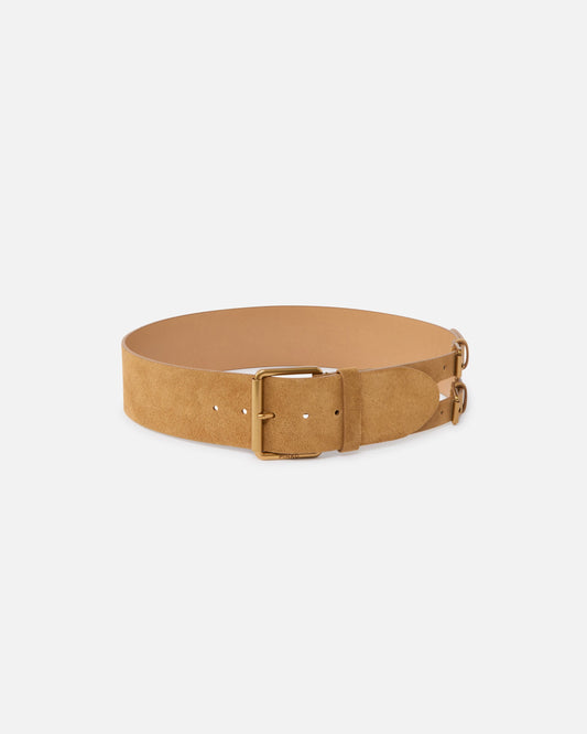 Split leather belt with straps, 6 cm