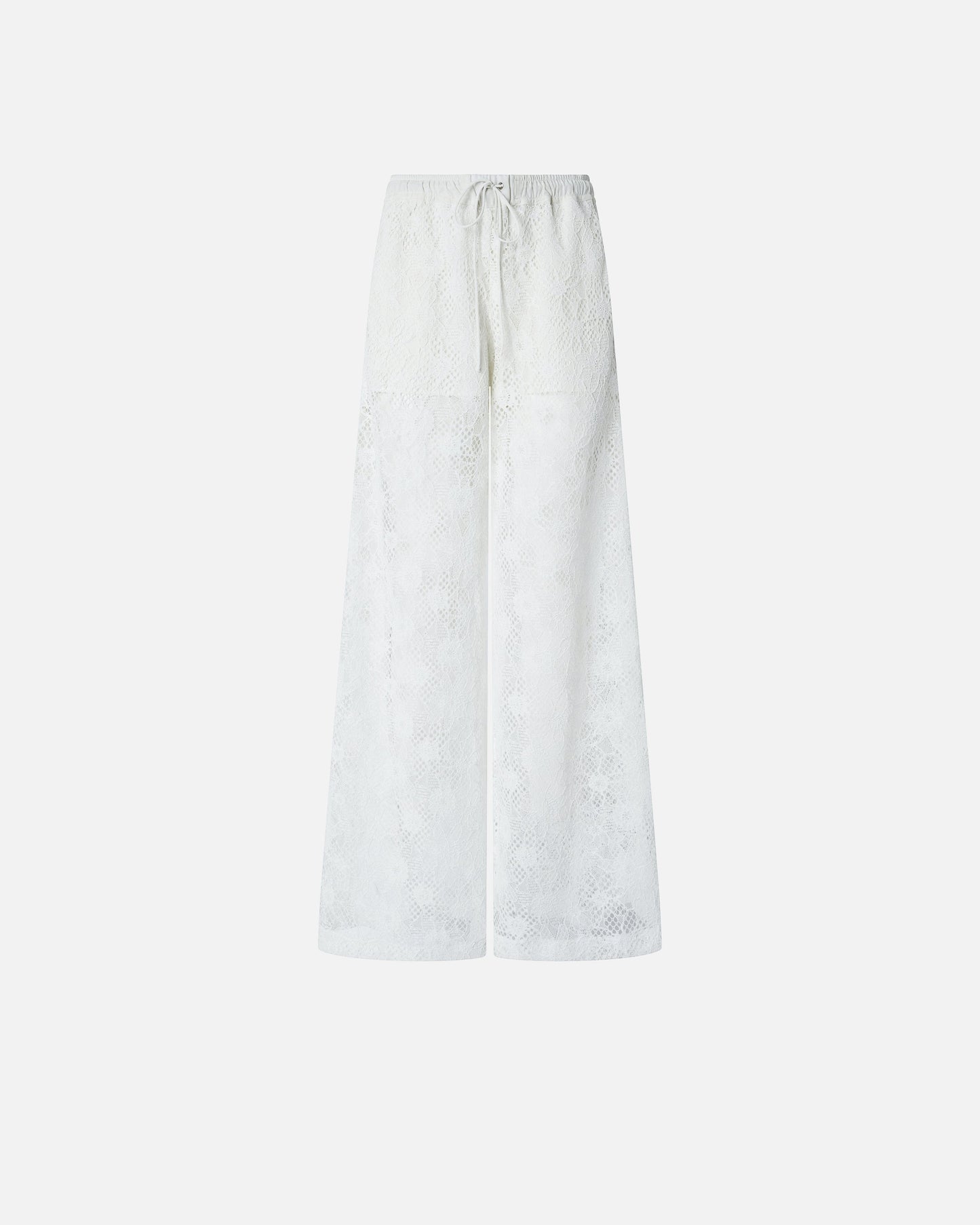 Trousers in floral embroidered lace