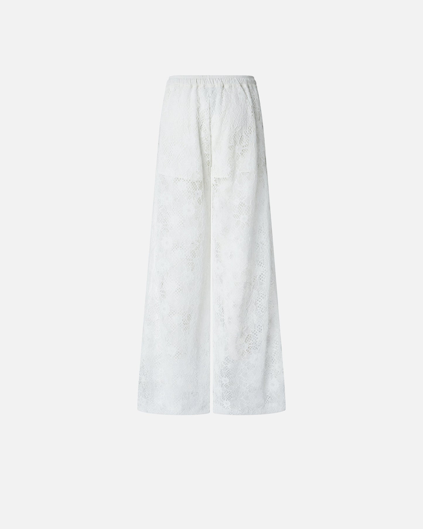 Trousers in floral embroidered lace