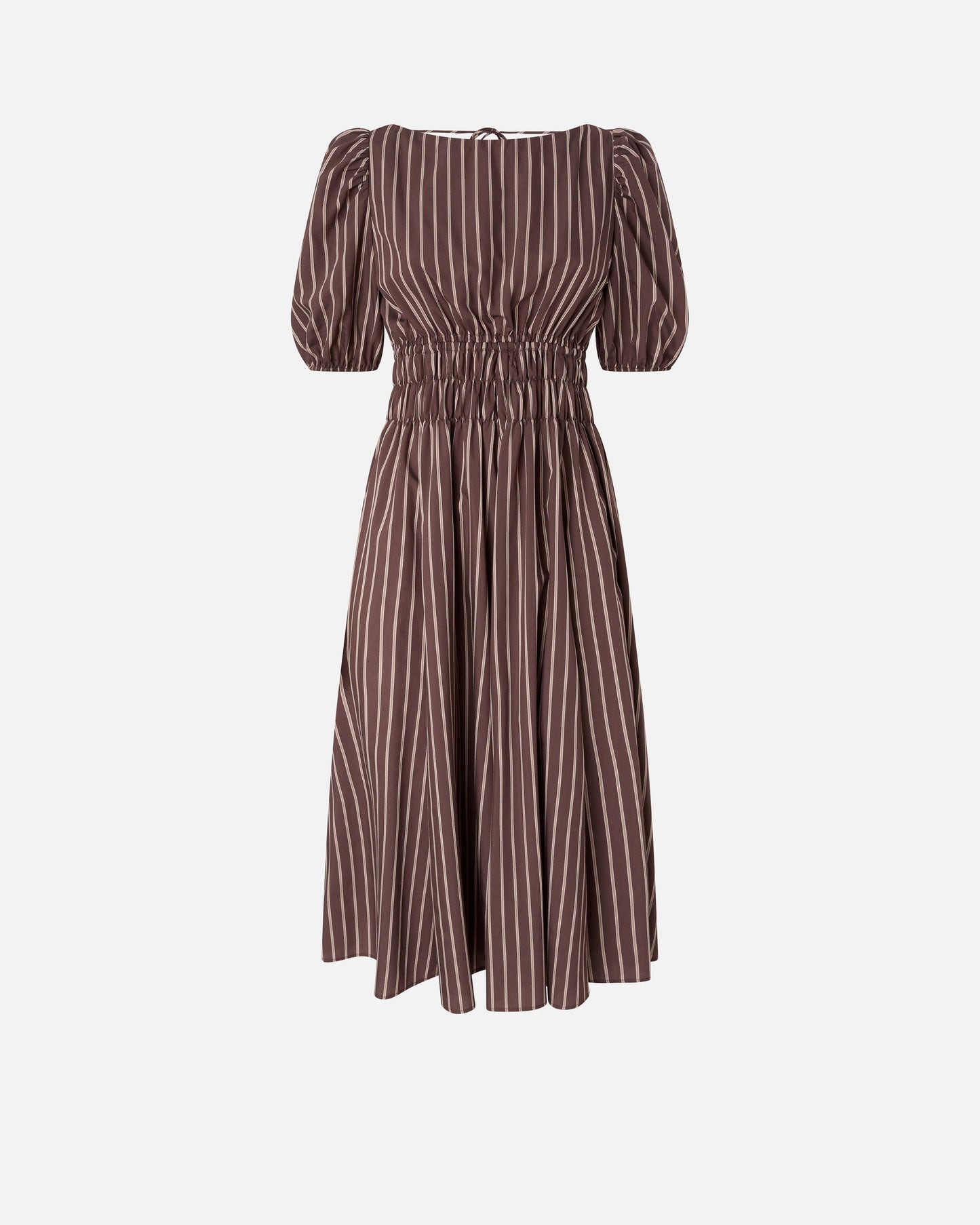 Striped midi dress with open back
