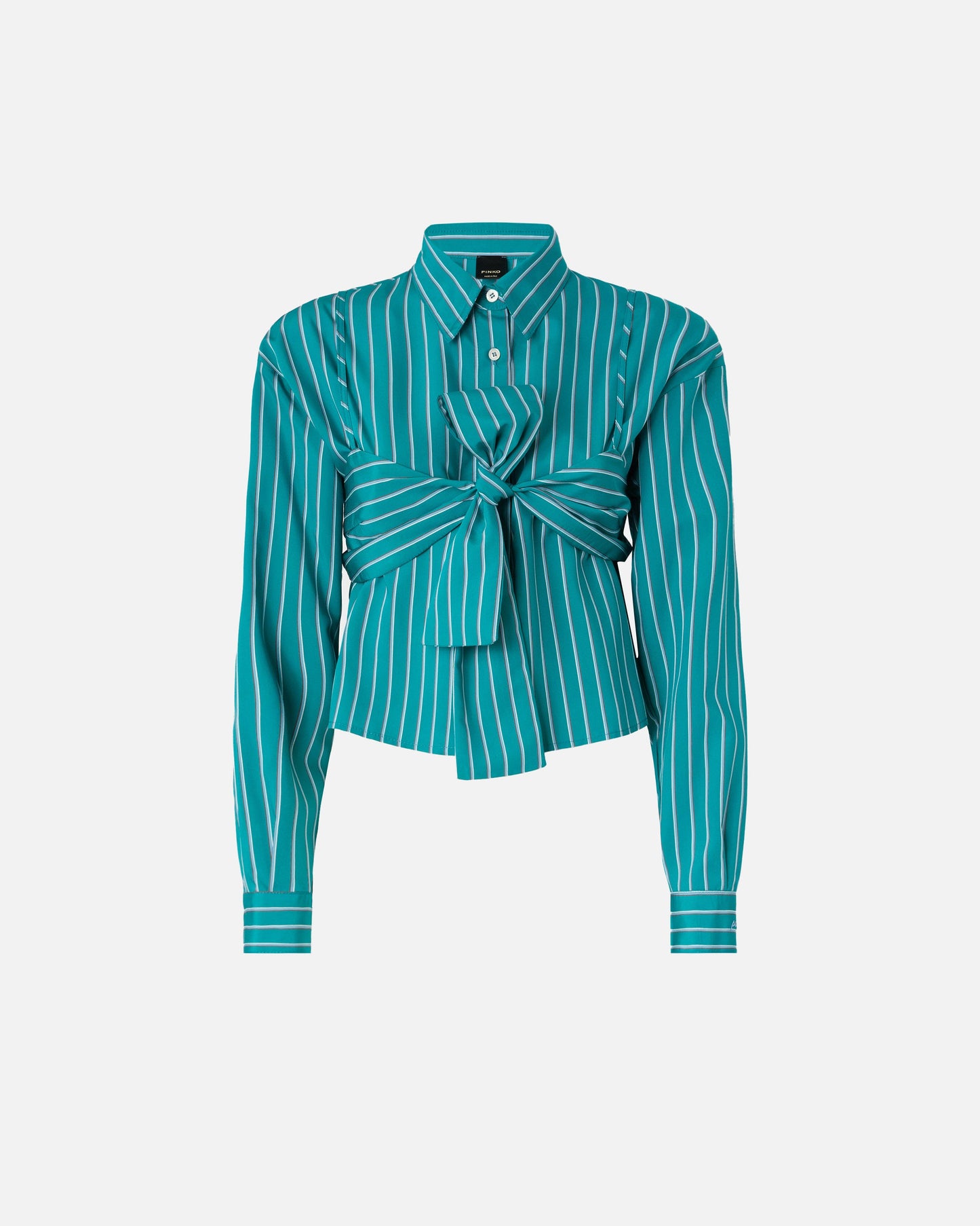 Striped cropped shirt with bow