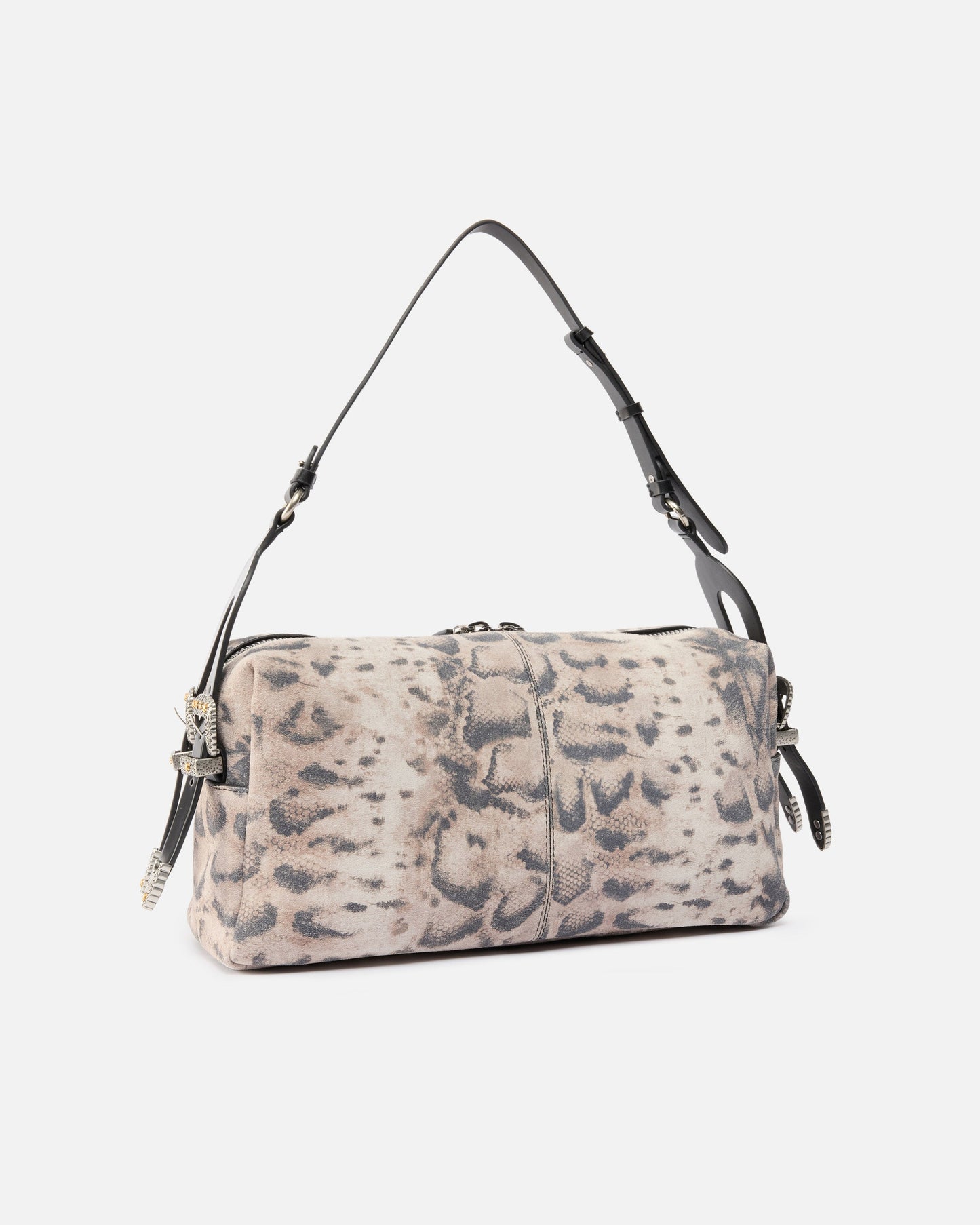 Keeper Bag medium shoulder bag in suede with python print