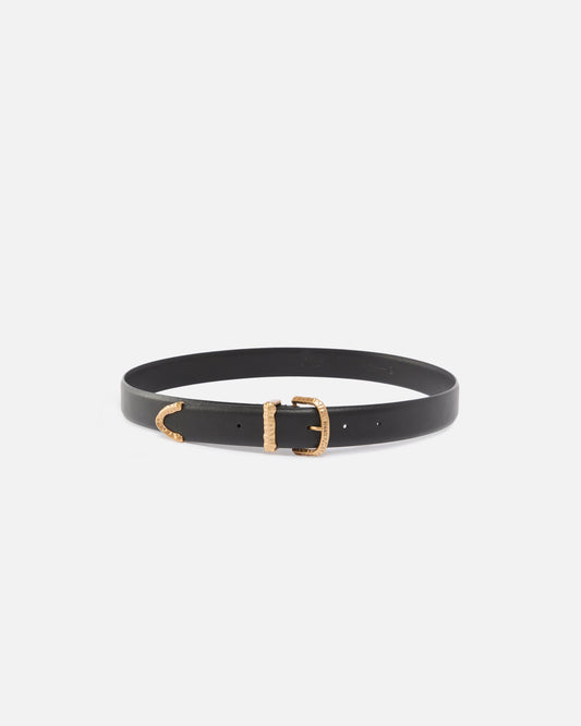 Leather belt with gold-tone hardware, 3cm