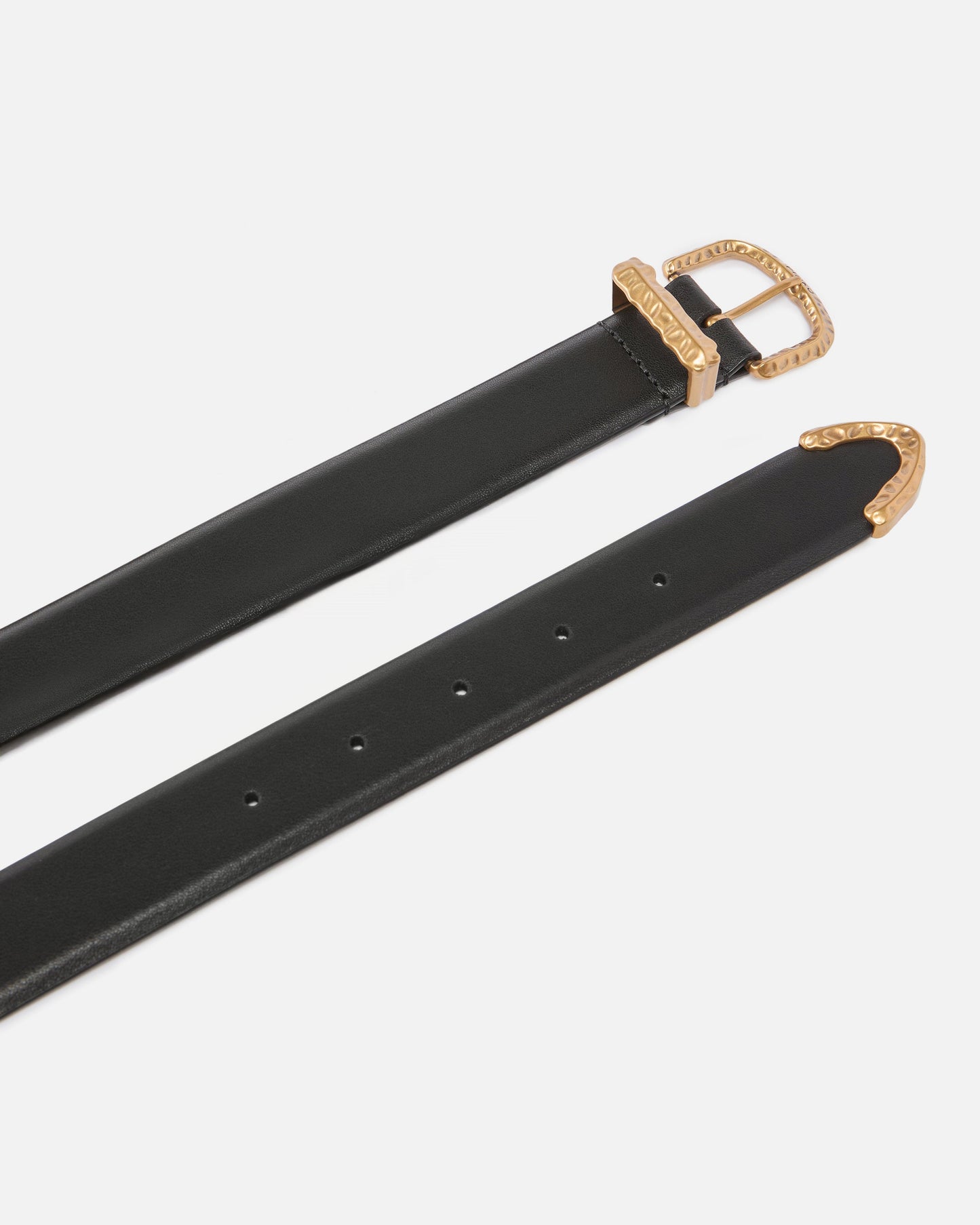 Leather belt with gold-tone hardware, 3cm