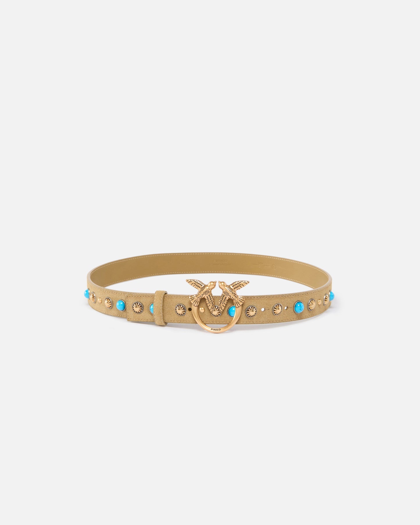 Suede belt with studs, 3 cm