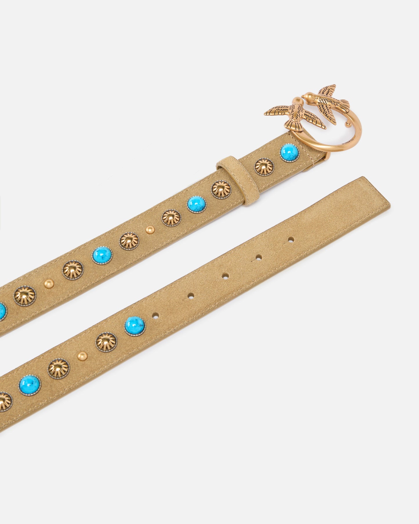 Suede belt with studs, 3 cm