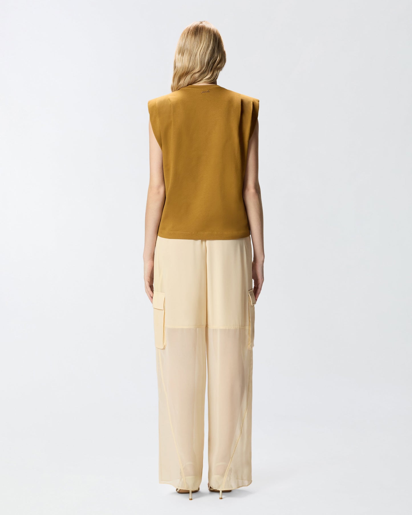 Sleeveless double jersey T-shirt