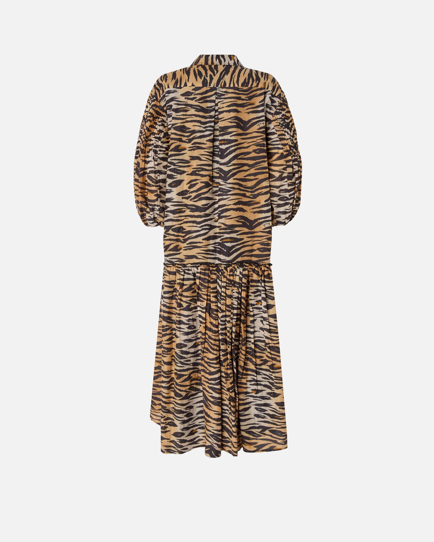 Long dress with buttons and animal print