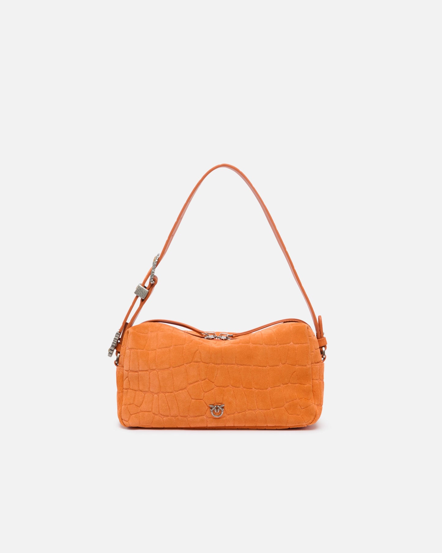 Medium crossbody bowler bag in crocodile-print leather