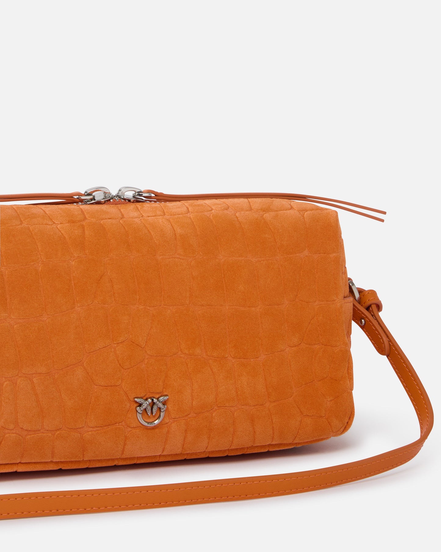Medium crossbody bowler bag in crocodile-print leather