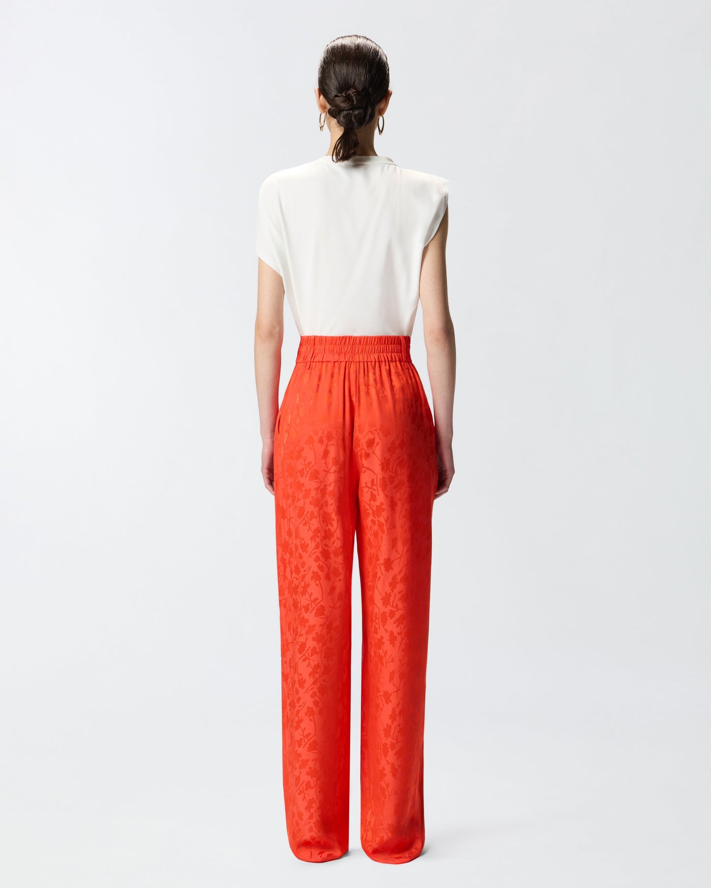 Floral jacquard trousers