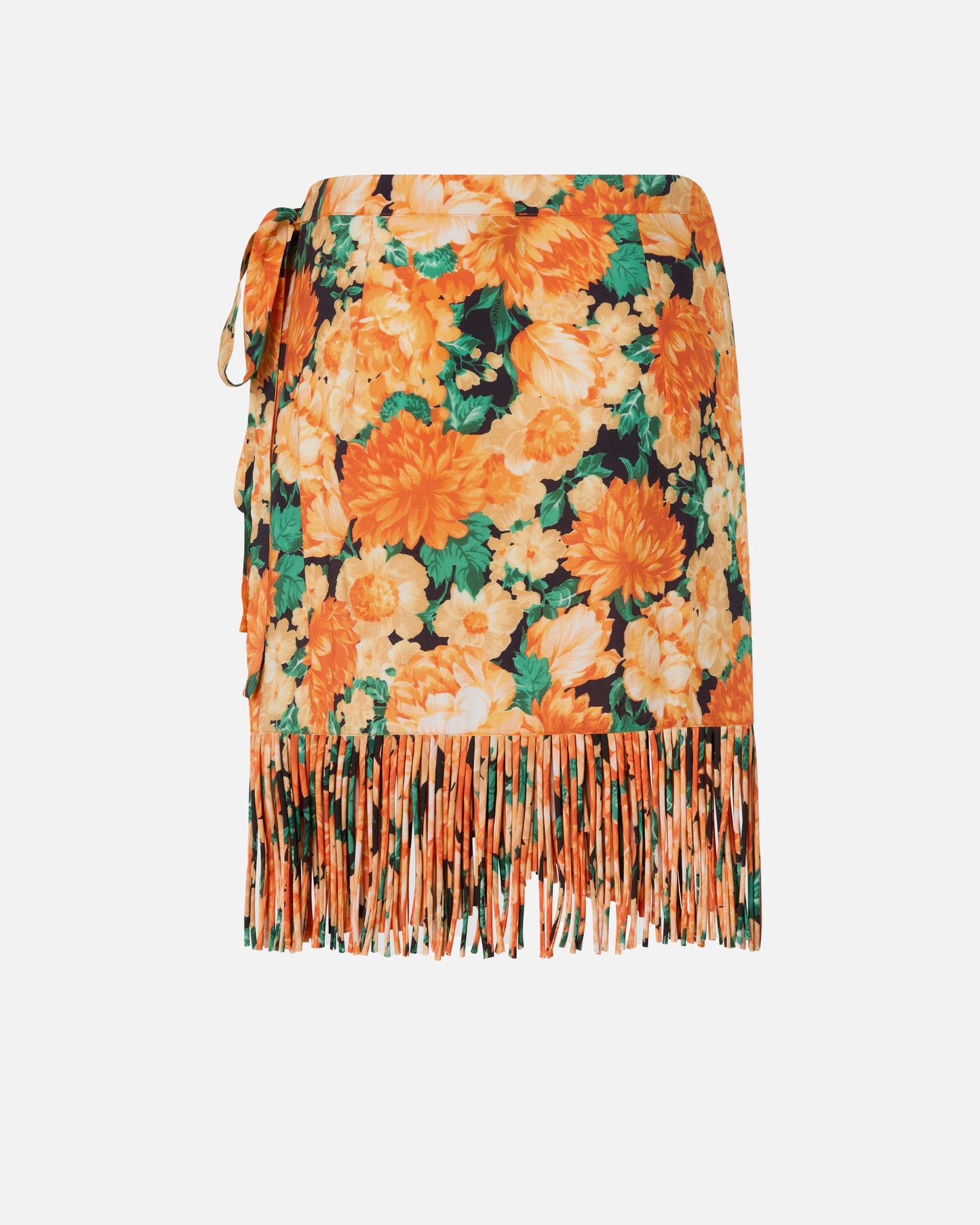 Short skirt with fringing and Botanic Garden print