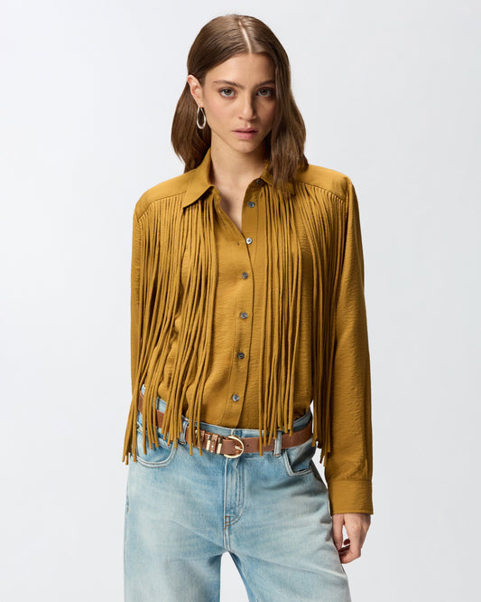 Texan-style shirt with fringing