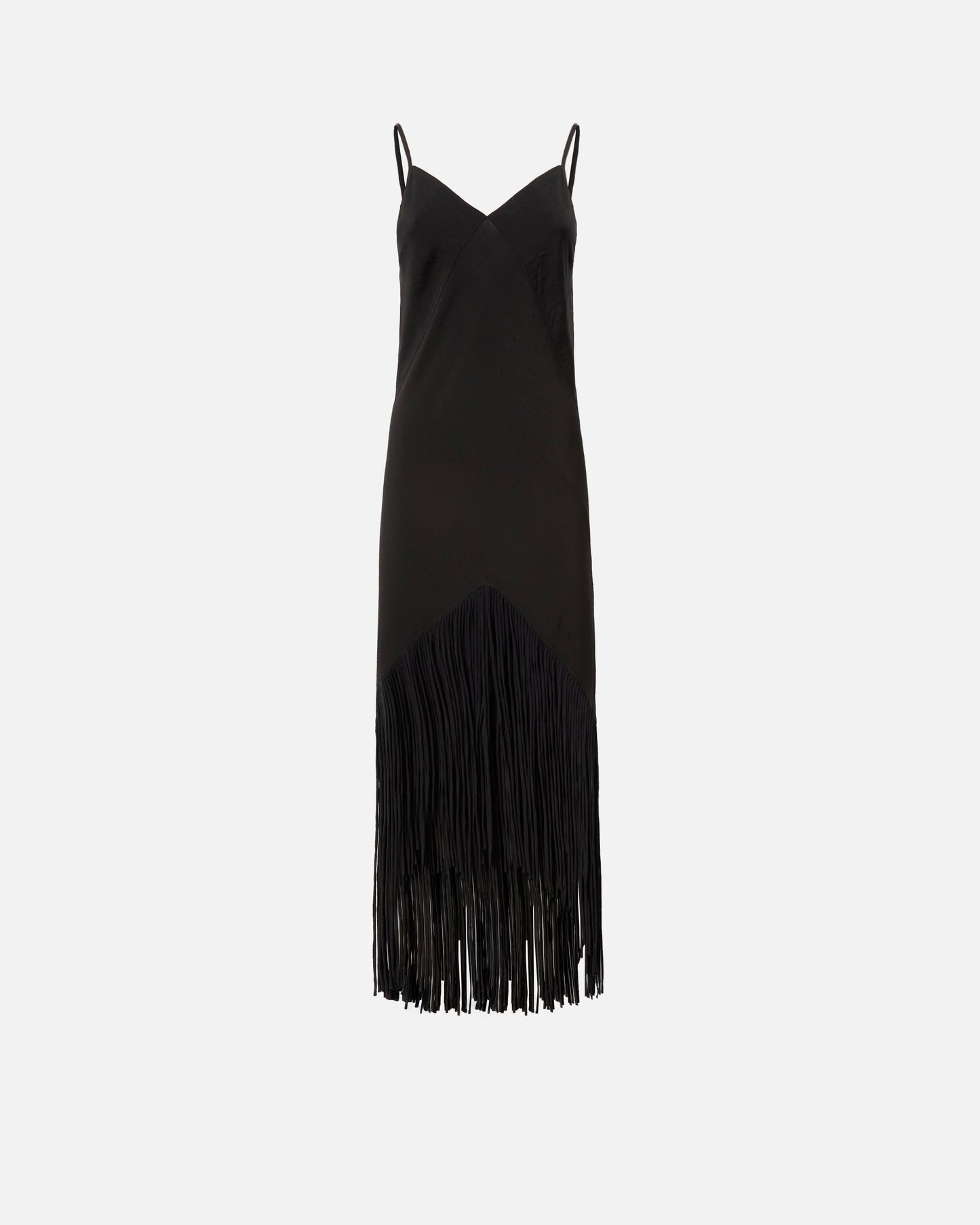 Long slip dress with fringing