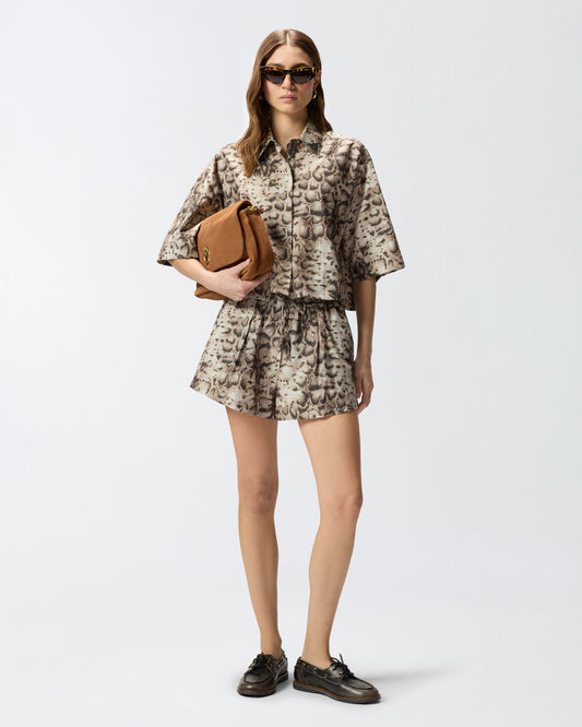 Cropped printed shirt with metallic details