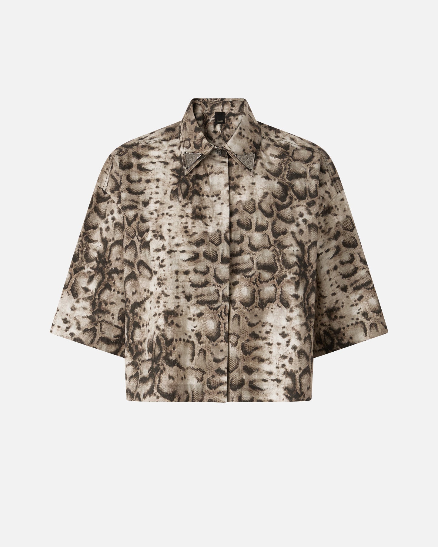 Cropped printed shirt with metallic details