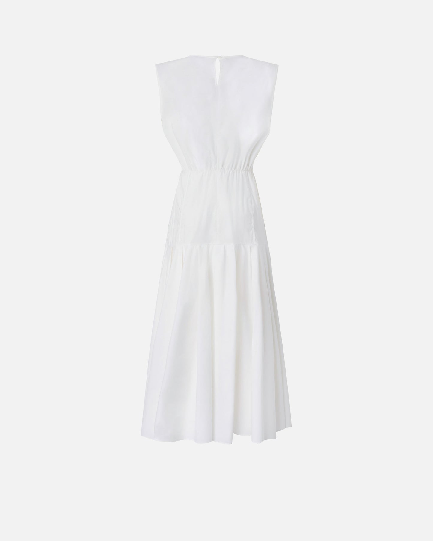 Sleeveless midi dress with pleats and cut-out