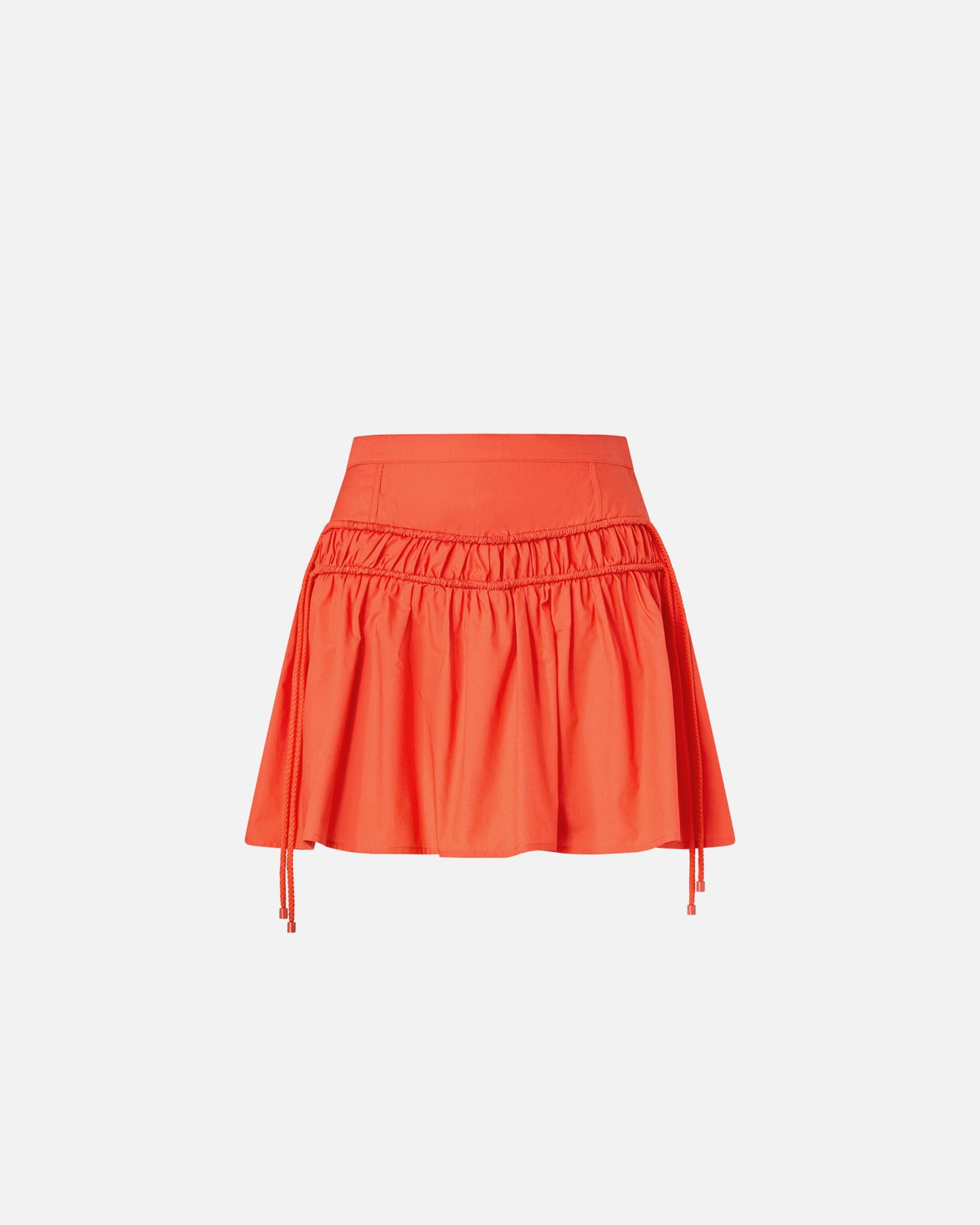 Short skirt with gathering and drawstring