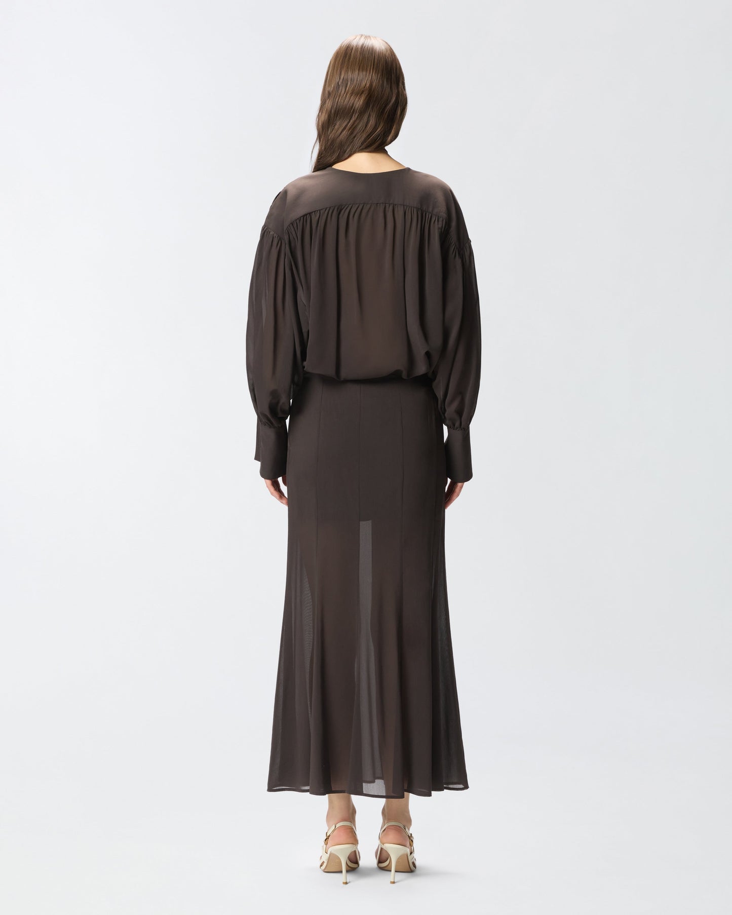 V-neck blouse with gathering