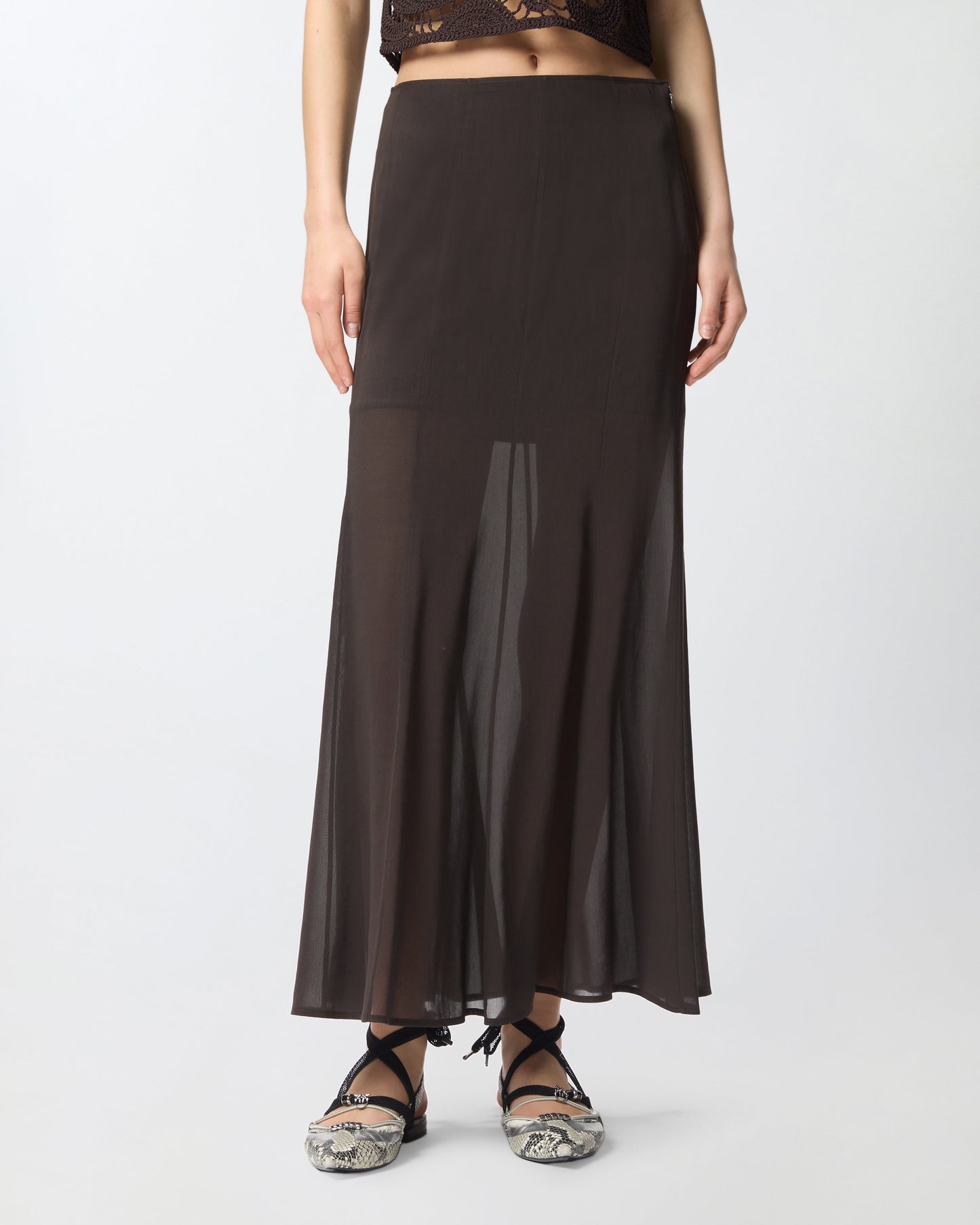Long skirt with sheer details