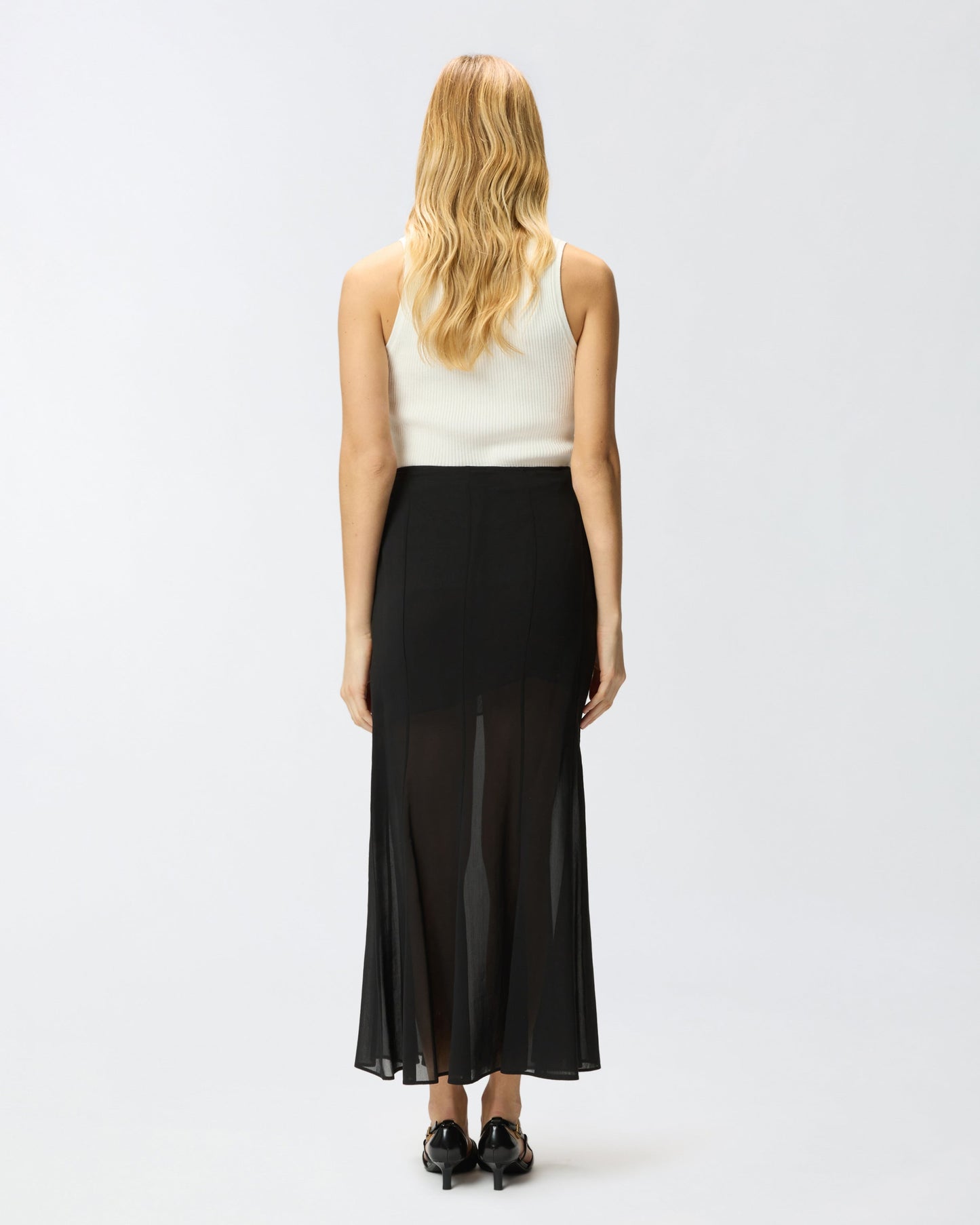 Long skirt with sheer details