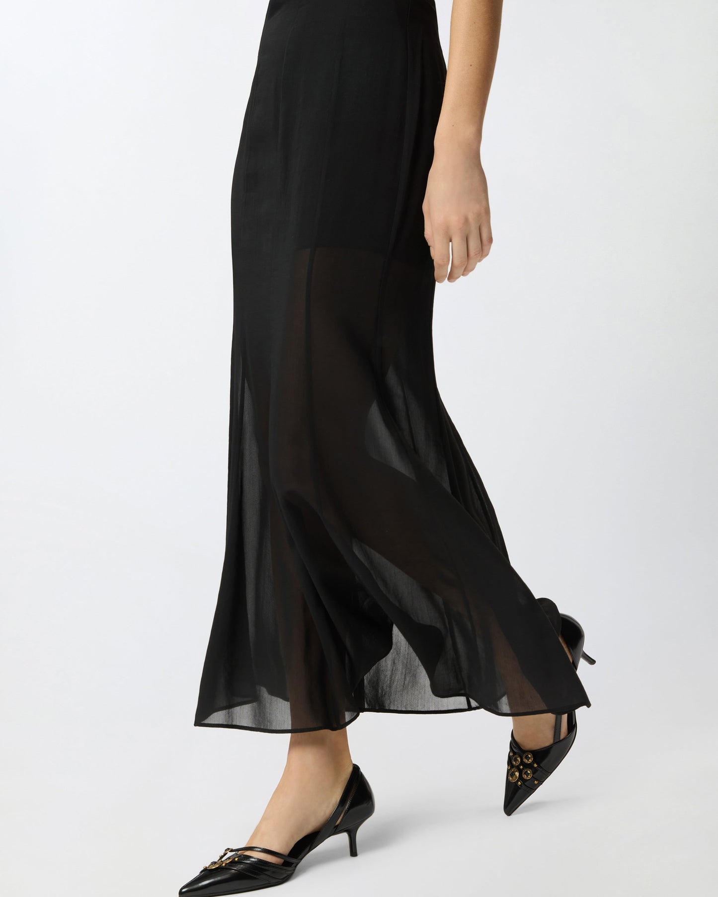 Long skirt with sheer details