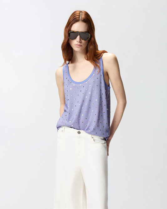 Mesh vest top with mirror detail