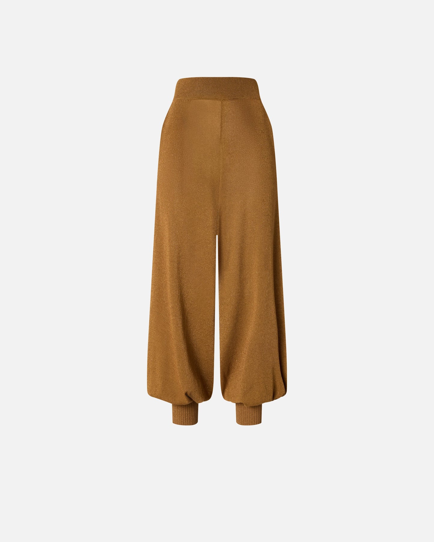 Wide-leg trousers with metallic yarn