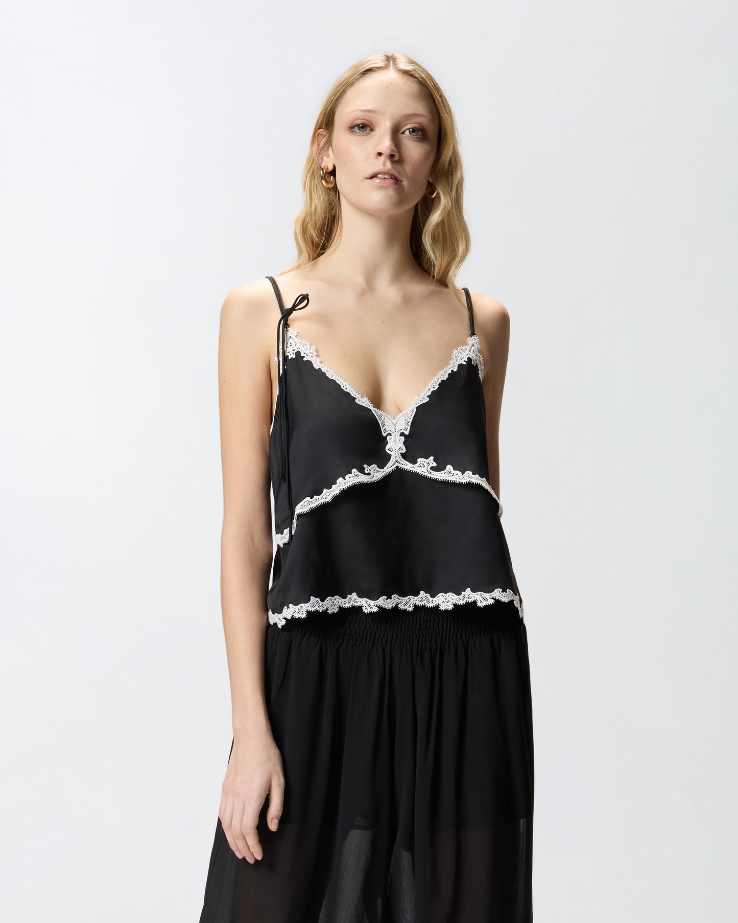 Top with lace inserts